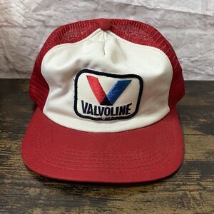 Vintage Valvoline Red Mesh Trucker Snapback Hat – 80s Foam Patch - Made In USA